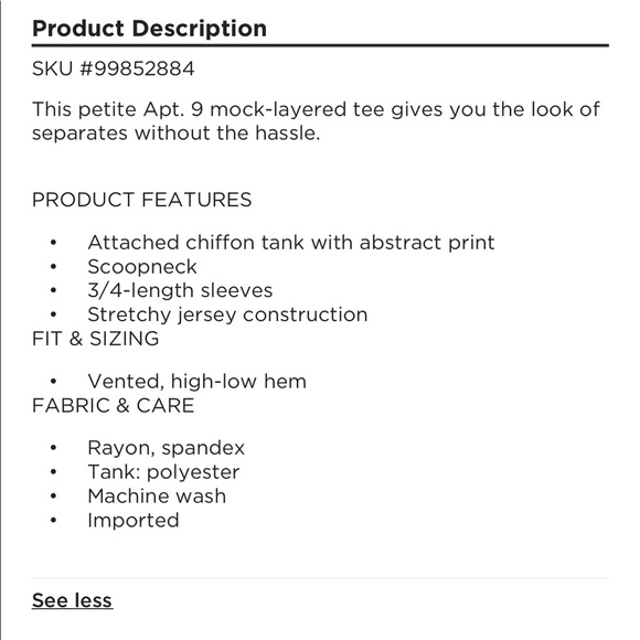 NEW APT9 Chiffon Hem Tee Shirt Magenta Small Petite Women’s NWOT - Picture 7 of 16